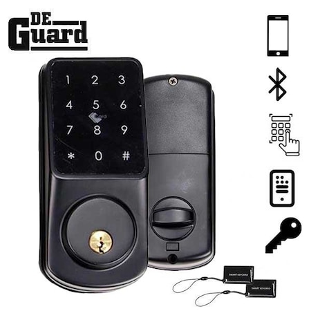 Deguard Premium Electronic Keypad deadbolt (black) w/Phone App and Cards DEKPD-APP
